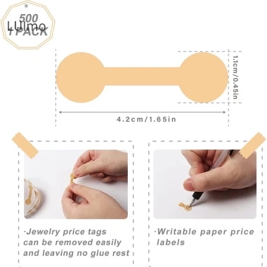 Luimo 500 Cái Lốc Trang Sức Giá Thẻ Tự Dính Tròn Barbell Dán Nhãn DIY SBS Giá ưu đãi 43.524₫