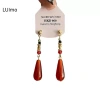 LUImo Bộ Trang Sức Hanfu Trung Hoa - Bông Tai Dân Tộc Retrô, Dây Chuyền Giọt Nước Đỏ, Giá chỉ 44.220 VND 2