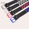 Luimo Cá Tính Đinh Tán Checkerboard Dây Da 107cm Nam Nữ SBS Punk Thắt Lưng 8