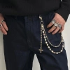 LUImo Dây Chuyền Giả Ngọc Trai Chữ Thập Hip Hop Phụ Kiện Quần Xích Sang Trọng