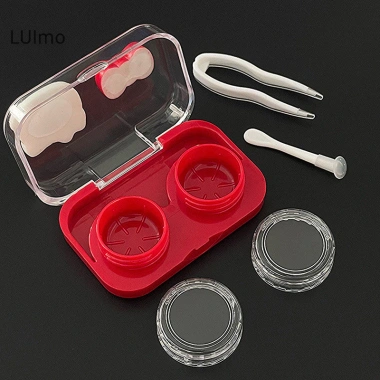 Luimo Đỏ Ống Kính Tiếp Xúc Di Động Nơ Hộp Bảo Quản Du Lịch Quà Tặng Bé Gái Luimo Đỏ Ống Kính Tiếp Xúc Di Động Nơ Hộp Bảo Quản Du Lịch Quà Tặng Bé Gái