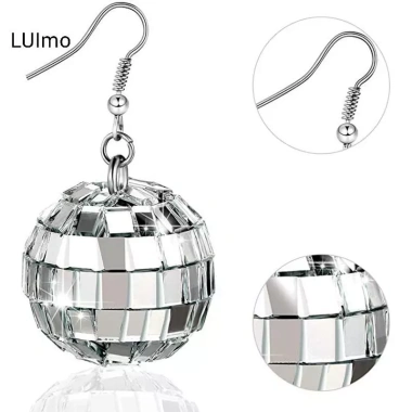 LUImo Đôi Bông Tai 70s Bạc Disco, Thiết Kế Retro Thoáng Mát, Giá Ưu Đãi 41.580₫ 6