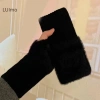 Luimo Giả Chồn Lông Cừu Mềm Mại Nửa Ngón Găng Tay Nữ Ấm Áp Sang Trọng SBS 9
