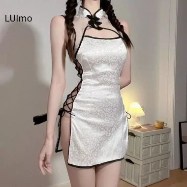 LUImo Gợi Cảm Retro Đồ Lót Đồng Phục Cắt Sườn Xám Tay Ngắn Nữ Váy Ngủ SBS Giá 136k 10