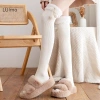Luimo Nhật Bản Trắng Dễ Thương Thu Đông Plus Nhung Tất Cao Lông Cừu Cạnh Len Sọc Đầu Gối Bóng Ống Dài Giá chỉ 78.408đ
