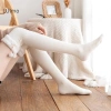 Luimo Nhật Bản Trắng Dễ Thương Thu Đông Plus Nhung Tất Cao Lông Cừu Cạnh Len Sọc Đầu Gối Bóng Ống Dài Giá chỉ 78.408đ 2