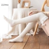 Luimo Nhật Bản Trắng Dễ Thương Thu Đông Plus Nhung Tất Cao Lông Cừu Cạnh Len Sọc Đầu Gối Bóng Ống Dài Giá chỉ 78.408đ 8