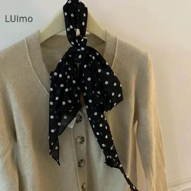 Luimo Retro Da Báo Chấm Bi In Khăn Lụa Nữ Thời Trang Phối Thắt Lưng SBS 26.443₫