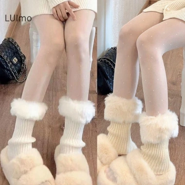 Luimo Thu Đông Ngắn Lật Trọng Nữ - Legging Nhiệt Tất JK Gió Dệt Kim Len SBS