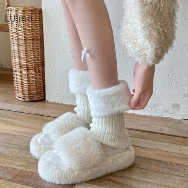 Luimo Thu Đông Ngắn Lật Trọng Nữ - Legging Nhiệt Tất JK Gió Dệt Kim Len SBS