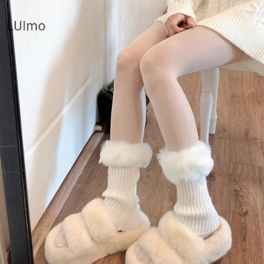 Luimo Thu Đông Ngắn Lật Trọng Nữ - Legging Nhiệt Tất JK Gió Dệt Kim Len SBS