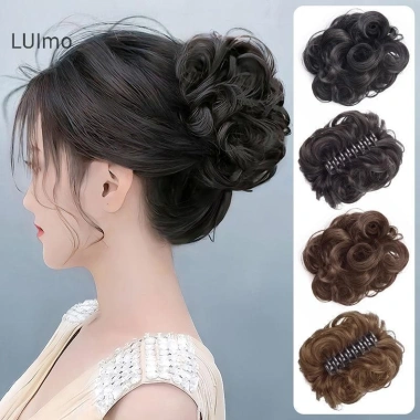 Luimo Tóc Bun Sống Động Bud Co Giãn Nữ Lộn Xộn Giả Miếng Lót Tóc Nhiệt Độ Cao Lụa SBS