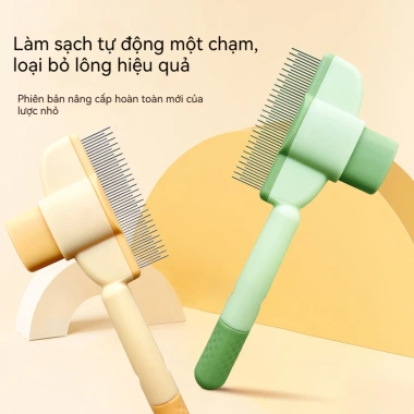 Lược 2 trong 1 Gỡ Rối và Hút Lông Rụng Cho Mèo Chó Thép Không Gỉ 1 Chạm Sau Tắm