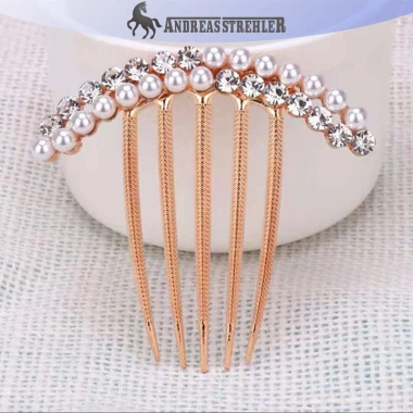 Lược 5 răng Onetimingfine ngọc trai pha lê - Kẹp tóc cưới, kim cương giả, 27.000đ