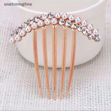 Lược 5 răng Onetimingfine ngọc trai pha lê - Kẹp tóc cưới, kim cương giả, 27.000đ