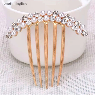 Lược 5 răng Onetimingfine ngọc trai pha lê - Kẹp tóc cưới, kim cương giả, 27.000đ