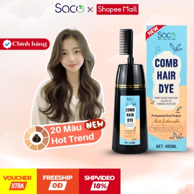 Lược nhuộm tóc SACO 400ml chính hãng - thảo dược thiên nhiên, lên màu nhanh, chỉ 209.000
