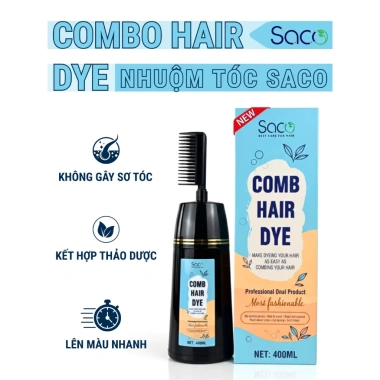 Lược nhuộm tóc SACO 400ml chính hãng - thảo dược thiên nhiên, lên màu nhanh, chỉ 209.000