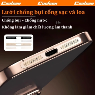 Lưới chống bụi loa kim loại cổng sạc iPhone 17-16-15-14-13-12 Pro Max - Giá 35.800