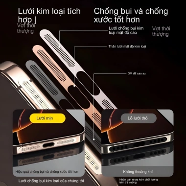 Lưới chống bụi loa kim loại cổng sạc iPhone 17-16-15-14-13-12 Pro Max - Giá 35.800 5 Lưới chống bụi loa kim loại cổng sạc iPhone 17-16-15-14-13-12 Pro Max - Giá 35.800 5