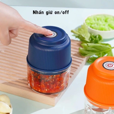 Lưỡi Dao 3 Cánh Inox 304 Xay Thịt, Hạt, Cháo, Tỏi, Ớt Mini, Dung Lớn, Sạc Type C 2