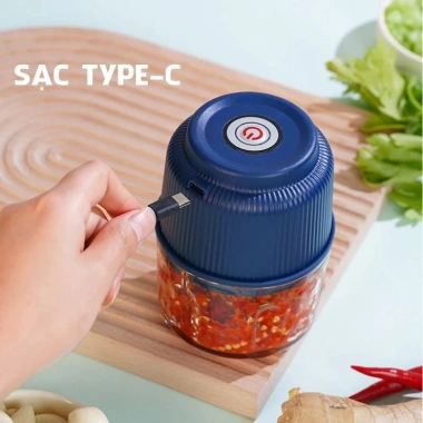 Lưỡi Dao 3 Cánh Inox 304 Xay Thịt, Hạt, Cháo, Tỏi, Ớt Mini, Dung Lớn, Sạc Type C 3