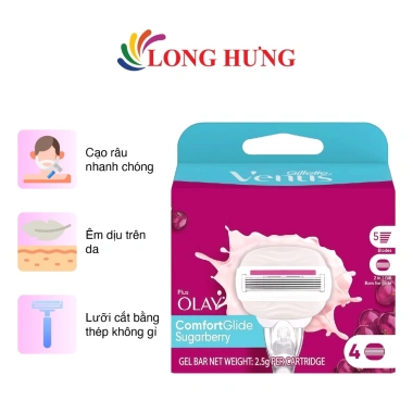 Lưỡi dao thay thế Gillette Venus Comfortglide Olay Sugarberry Set 4 cái giá chỉ 489.000₫