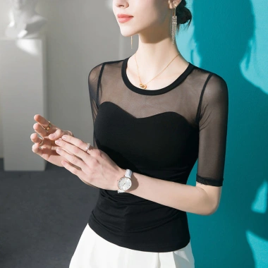 Lưới Nhìn Modal Top Nữ Tay Năm Điểm - Áo Sơ Mi Đáy Gợi Cảm Mùa Hè 2.024 4