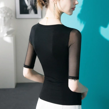 Lưới Nhìn Modal Top Nữ Tay Năm Điểm - Áo Sơ Mi Đáy Gợi Cảm Mùa Hè 2.024 5
