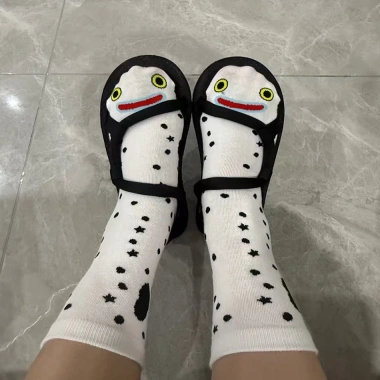 Lươn sọc Cam trắng thoáng khí - Vớ nữ mùa hè, hoạt hình vui nhộn, vớ cặp đôi 4