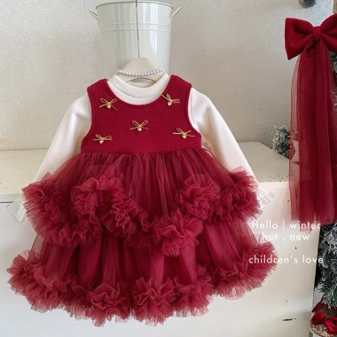Lương Bùi Kids Set Váy Công Chúa Dạ Đỏ Lót Nhung + Áo Nỉ Xinh Noel Bé Gái 304k 3 Lương Bùi Kids Set Váy Công Chúa Dạ Đỏ Lót Nhung + Áo Nỉ Xinh Noel Bé Gái 304k 3