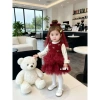 Lương Bùi Kids Set Váy Công Chúa Dạ Đỏ Lót Nhung + Áo Nỉ Xinh Noel Bé Gái 304k 5