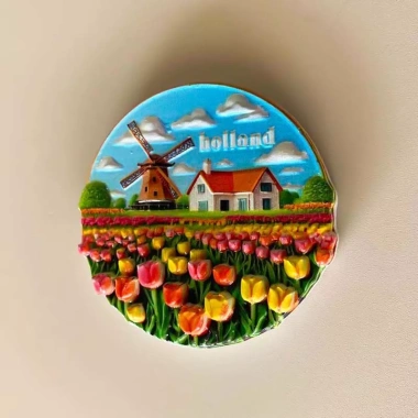 Lưu Niệm Du Lịch Hà Lan Dán Tủ Lạnh Cối Xay Gió, Hoa Tulip, Biển Ba Chiều Trang Trí 2