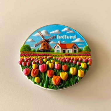 Lưu Niệm Du Lịch Hà Lan Dán Tủ Lạnh Cối Xay Gió, Hoa Tulip, Biển Ba Chiều Trang Trí 4