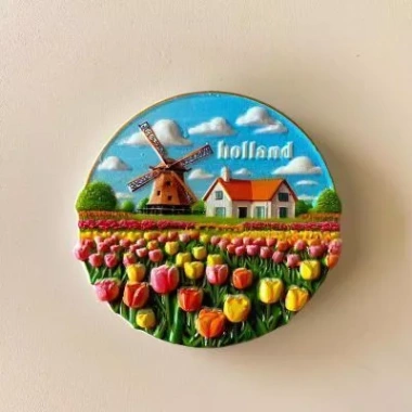 Lưu Niệm Du Lịch Hà Lan Dán Tủ Lạnh Cối Xay Gió, Hoa Tulip, Biển Ba Chiều Trang Trí 7