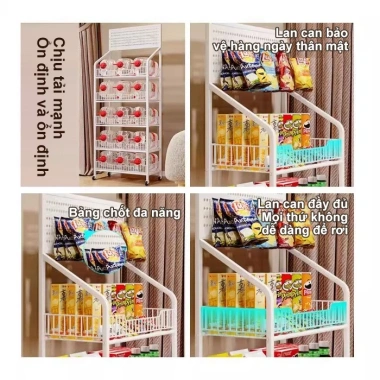LUXE Giá đựng đồ ăn nhẹ sắt đa năng, kệ nhiều lớp, xe đẩy bánh xe - Giá 329.000₫