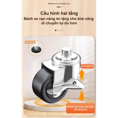 LUXE Giá đựng đồ ăn nhẹ sắt đa năng, kệ nhiều lớp, xe đẩy bánh xe - Giá 329.000₫