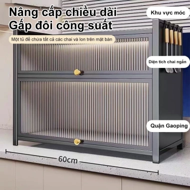 LUXE Tủ bếp đa năng xám, kệ nhiều tầng chống bụi - Giá chỉ 399.000 VNĐ