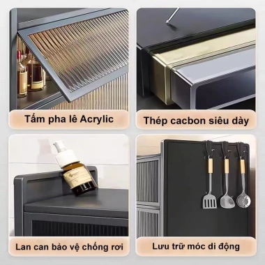 LUXE Tủ bếp đa năng xám, kệ nhiều tầng chống bụi - Giá chỉ 399.000 VNĐ 7 LUXE Tủ bếp đa năng xám, kệ nhiều tầng chống bụi - Giá chỉ 399.000 VNĐ 7