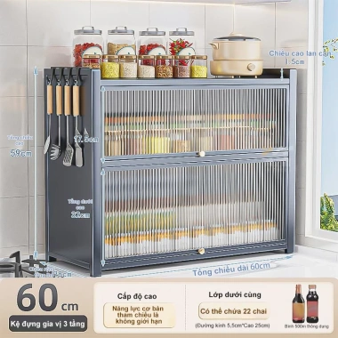 LUXE Tủ bếp đa năng xám, kệ nhiều tầng chống bụi - Giá chỉ 399.000 VNĐ 9 LUXE Tủ bếp đa năng xám, kệ nhiều tầng chống bụi - Giá chỉ 399.000 VNĐ 9