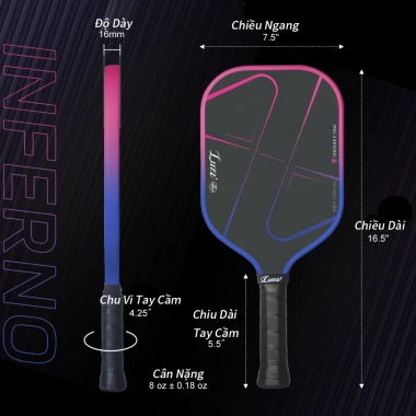 Luzz Vợt Pickleball Pro 4 Inferno MPP - Điểm Ngọt Lớn, Lõi Bền, Giá 8.1 Triệu