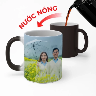 Ly đổi màu rót nước nóng hiện hình - Cốc sứ in hình - Quà tặng ảo thuật độc đáo