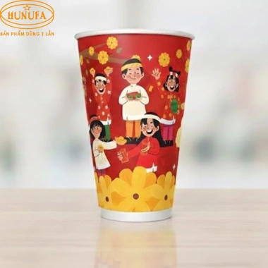 Ly giấy tết phi 12-22 oz dùng 1 lần HUNUFA - Đựng trà sữa, sinh tố, đá xay, cà phê, matcha latte, giá 55.825