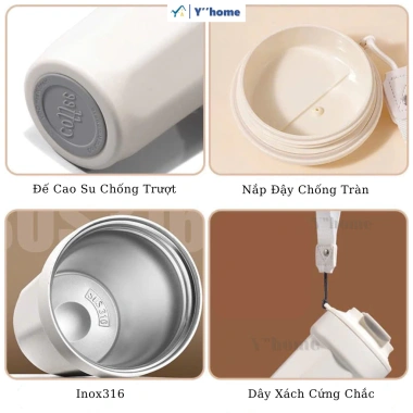 Ly giữ nhiệt 450ml khắc tên inox 316 hút chân không, sơn tĩnh điện - Xinh xắn, bền bỉ, tiện lợi 5