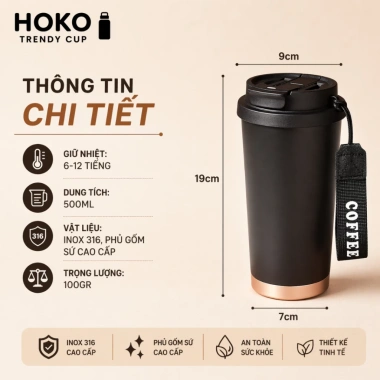 Ly giữ nhiệt 500ml phủ gốm cao cấp, có quai xách, ống hút, bình giữ nhiệt, khắc tên miễn phí - ShopHoKo 148k