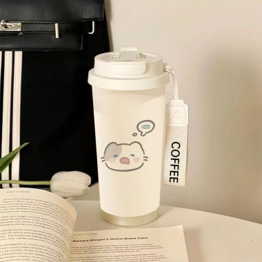 Ly giữ nhiệt cà phê Kitty lớn, ống hút, sinh viên thể thao - 100.000 VND 4