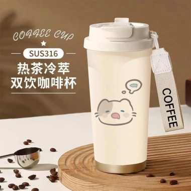 Ly giữ nhiệt cà phê Kitty lớn, ống hút, sinh viên thể thao - 100.000 VND 5