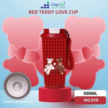 Ly giữ nhiệt Chiplife TDL01 500ml TEDDY LOVE Quà tặng bạn gái giảm còn 155.000₫