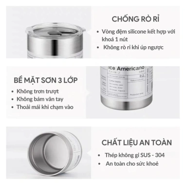 Ly Giữ Nhiệt CHOUCHOU Iced Americano Inox SUS 304 Đúc Liền Khối Cao Cấp Miễn Phí Khắc Tên