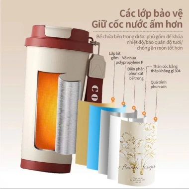 Ly Giữ Nhiệt Coffee 530ml Gốm Lót Inox 316 - Giữ Nhiệt 12h, An Toàn, Tân Cổ Điển